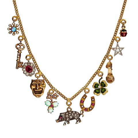 22kt, 14kt, 18kt, 9kt Gold 11 Charm Necklace This Is a Custom Order Product.