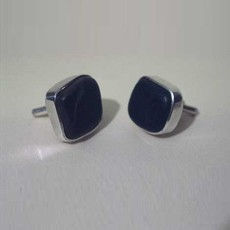 Square Beach Stone Cuff Links